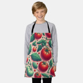 赤い背景トマトエプロン エプロン (着用した状態)