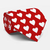 赤い背景ハートの白いネクタイ ネクタイ (ロール)