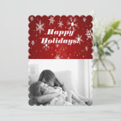 赤い背景フラットカード付き雪片 シーズンカード (スタンド正面)