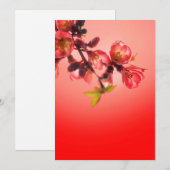 赤い背景上の春の花 シーズンカード (正面/裏面)