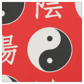 赤い背景中国の陽模様 ファブリック (クローズアップ)