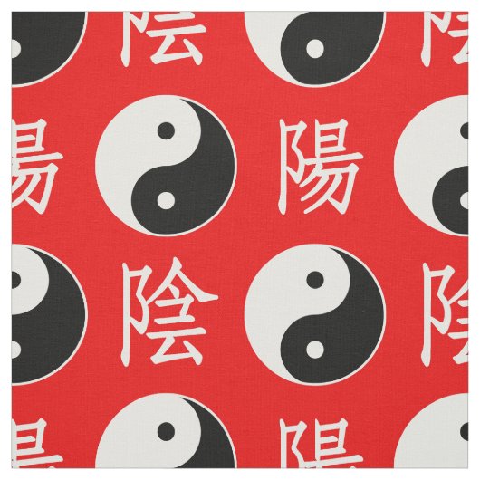 赤い背景中国の陽模様 ファブリック (見本)