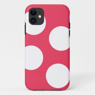 赤い背景(白い円)水玉 iPhone 11 ケース