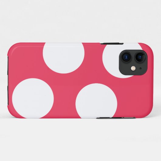 赤い背景(白い円)水玉 Case-Mate iPhoneケース (裏面(横))