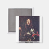 赤い腕付き男性のポートレート マグネット (正面/裏面)