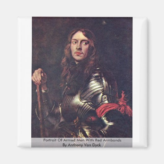 赤い腕付き男性のポートレート マグネット (正面)