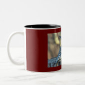 赤い腹のキツツキと赤い(鳥)ショウジョウコウカンチョウ ツートーンマグカップ (左)