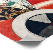 赤い自動車の中で女の子とパグ犬 ポスター (角)