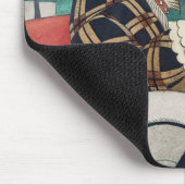 赤い自動車の中で女の子とパグ犬 マウスパッド (コーナー)