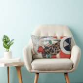 赤い自動車の中で女の子とパグ犬 ランバークッション (椅子)