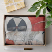 赤い自動車の中で女の子とパグ犬 薄葉紙 (ギフト)