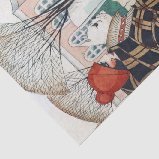 赤い自動車の中で女の子とパグ犬 薄葉紙 (詳細)