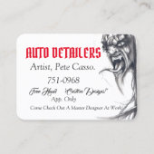 赤い自動Detailers白及び黒 名刺 (正面)