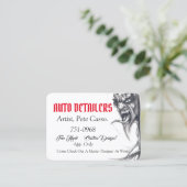 赤い自動Detailers白及び黒 名刺 (スタンド正面)