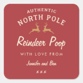 赤い自家製おもしろいクリスマストナカイウンチシール スクエアシール (正面)