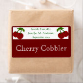 赤い自家製さくらんぼに囲まれたツインフード ラベル (インサイチュ)