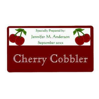 赤い自家製さくらんぼに囲まれたツインフード ラベル