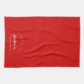 赤い自家製ラブキッカスタムチン付きキッチン キッチンタオル (横)