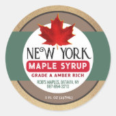 赤い自然葉の金ゴールドメープルグランジシロップのラベル ラウンドシール (正面)