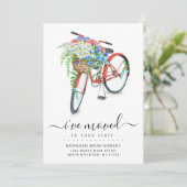 赤い自転車のフローラバスケットの移動告知 案内状 (スタンド正面)