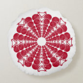 赤い自転車のマンダラ（白） ラウンドクッション (裏面)