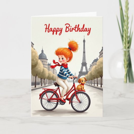 赤い自転車の誕生日カード カード (正面)