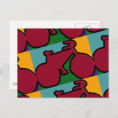 赤い自転車ポップ・アートののシルエット ポストカード (正面/裏面)