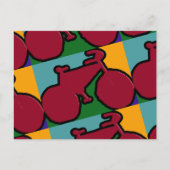 赤い自転車ポップ・アートののシルエット ポストカード (正面)