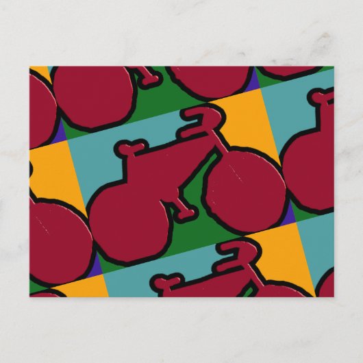 赤い自転車ポップ・アートののシルエット ポストカード (正面)