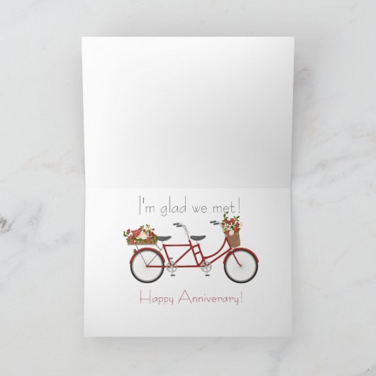 赤い自転車、かわいい記念日カード シーズンカード (内部)