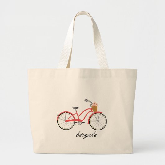 赤い自転車 ラージトートバッグ (正面)