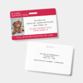 赤い自閉症支援犬写真 バッジ (正面＆裏面)