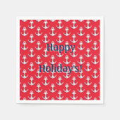 赤い航海のいかりカスタマイズ可能な休日メッセージ スタンダードカクテルナプキン (正面)