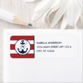 赤い航海のいかりストライプモノグラム ラベル (インサイチュ)