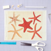 赤い航海のヒトデのデフページ 薄葉紙 (クラフト)