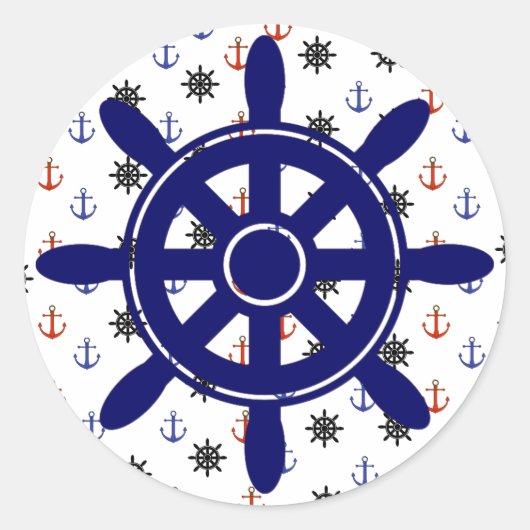 赤い航海の青のいかりとホイールシール ラウンドシール (正面)