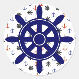 赤い航海の青のいかりとホイールシール ラウンドシール