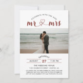 赤い色でお祝いしよう!新しいミスター&ミセスの結婚式写真 招待状 (正面)