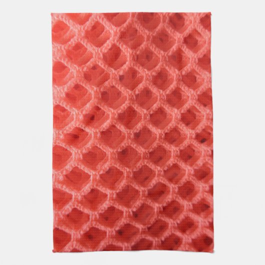 赤い色のかぎ編み布の外観 キッチンタオル (縦)