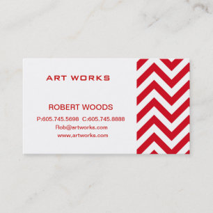 赤い色のジグザグ形のシェブロンパターン 名刺