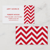 赤い色のジグザグ形のシェブロンパターン 名刺 (正面/裏面)