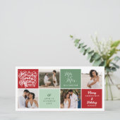 赤い色のブロックの後に楽しくフォトコラージュ シーズンカード (スタンド正面)