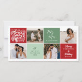 赤い色のブロックの後に楽しくフォトコラージュ シーズンカード (正面)