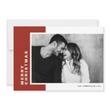 赤い色のモダンブロックMerry Christmasの写真