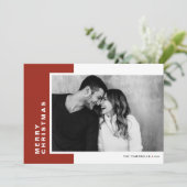 赤い色のモダンブロックMerry Christmasの写真 シーズンカード (スタンド正面)