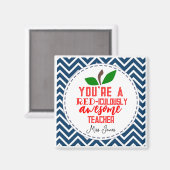 赤い色の先生素晴らしリンゴ マグネット (正面/裏面)