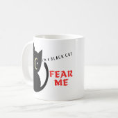 赤い色の恐怖ミーことわざブラックキャットオン コーヒーマグカップ (正面左)