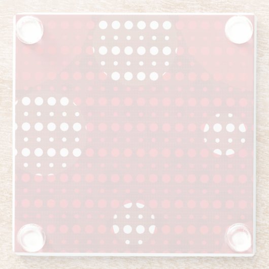 赤い色の抽象芸術水玉模様(暗) g9 ガラスコースター (裏面)