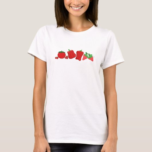 赤い色の果物と野菜 Tシャツ (正面)