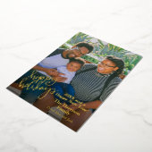 赤い色の楽しいホリデー あなたの大切な写真 ゴールド 箔シーズンカード (回転した状態)